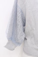 画像3: axes femme POETIQUE / 袖チュール切替ラメニットプルオーバー  グレー S-26-09-27-1001-AX-TO-HR-ZS (3)