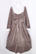 画像1: axes femme / ヨーク切替ベロアワンピース  グレージュ S-26-09-27-1015-AX-OP-HR-ZS (1)