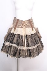 画像1: STEAM / コルセット付きプリントティアードスカート  ベージュｘ黒 S-26-09-27-043-HN-SK-HR-ZS (1)