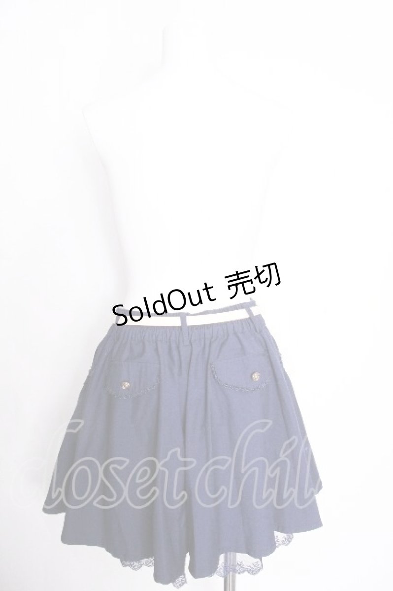 画像2: axes femme / 薔薇モチーフベルト付きキュロットパンツ  紺 S-26-09-27-053-AX-PA-AS-ZS (2)