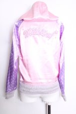 画像3: milklim / ハートワッペンスタジャン風サテンパーカー  ピンクｘラベンダー S-26-09-27-014-LO-TO-HR-ZS (3)