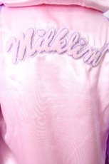 画像6: milklim / ハートワッペンスタジャン風サテンパーカー  ピンクｘラベンダー S-26-09-27-014-LO-TO-HR-ZS (6)