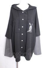 画像1: NieR Clothing / うさぎ刺 フード付カーディガン  黒 S-26-09-27-021-PU-TO-HR-ZS (1)