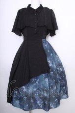 画像1: axes femme POETIQUE / ランタンフラワープリントワンピース  黒ｘ青 S-26-09-29-036-AX-OP-HR-ZS (1)