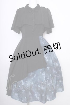 Preview of ランタンフラワープリントワンピース  黒ｘ青