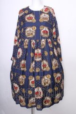 画像1: Jane Marple / Kingdom scarfのワンピース  紺 S-26-09-29-034-JM-OP-AS-ZS (1)