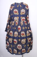 画像2: Jane Marple / Kingdom scarfのワンピース  紺 S-26-09-29-034-JM-OP-AS-ZS (2)