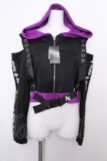 画像1: Amilige / ハーネス付きバイカラショートパーカー  黒ｘ紫 S-26-10-01-025-PU-CO-HR-ZS (1)