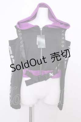 Preview of ハーネス付きバイカラショートパーカー  黒ｘ紫