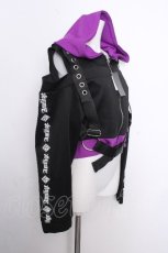 画像2: Amilige / ハーネス付きバイカラショートパーカー  黒ｘ紫 S-26-10-01-025-PU-CO-HR-ZS (2)