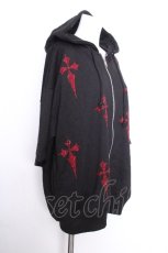 画像2: REFLEM / クロス総柄ラインストーンZIPフーディー/パーカー  黒ｘ赤 S-26-10-01-028-PU-TO-HR-ZS (2)