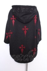 画像3: REFLEM / クロス総柄ラインストーンZIPフーディー/パーカー  黒ｘ赤 S-26-10-01-028-PU-TO-HR-ZS (3)