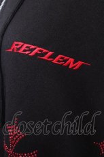 画像4: REFLEM / クロス総柄ラインストーンZIPフーディー/パーカー  黒ｘ赤 S-26-10-01-028-PU-TO-HR-ZS (4)