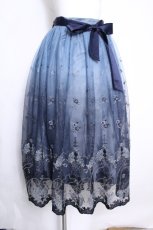 画像1: axes femme / グラデチュール刺繍スカート  ブルー S-26-10-01-050-AX-SK-HR-ZS (1)