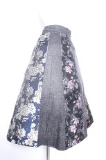 画像2: axes femme NOSTALGIE / ジャガード切替デニムスカート  グレー S-26-10-01-055-AX-SK-HR-ZS (2)