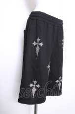 画像2: REFLEM / クロス総柄ラインストーンスウェットハーフパンツ  黒 S-26-10-01-059-PU-PA-HR-ZS (2)