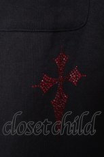 画像4: REFLEM / クロス総柄ラインストーンスウェットハーフパンツ  黒ｘ赤 S-26-10-01-060-PU-PA-HR-ZS (4)