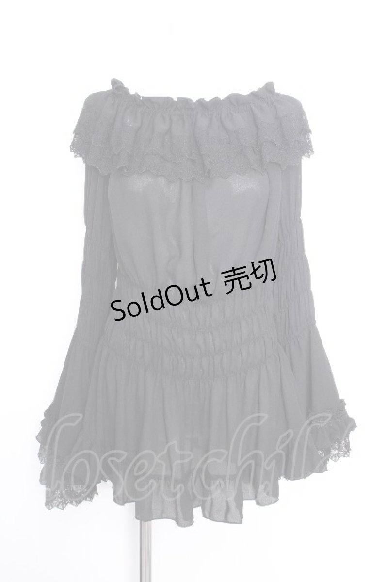 画像1: ATELIER PIERROT / 【プラスサイズ】Shirring princess sleeve blouse  黒 S-26-10-01-021-EL-BL-AS-ZS (1)