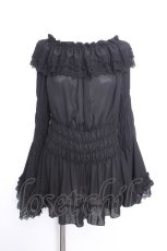 画像1: ATELIER PIERROT / 【プラスサイズ】Shirring princess sleeve blouse  黒 S-26-10-01-021-EL-BL-AS-ZS (1)