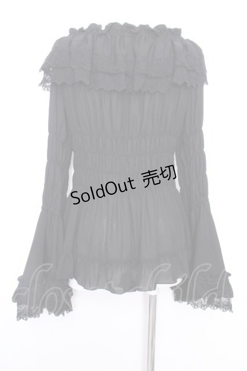 画像4: ATELIER PIERROT / 【プラスサイズ】Shirring princess sleeve blouse  黒 S-26-10-01-021-EL-BL-AS-ZS (4)