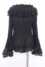 画像4: ATELIER PIERROT / 【プラスサイズ】Shirring princess sleeve blouse  黒 S-26-10-01-021-EL-BL-AS-ZS (4)