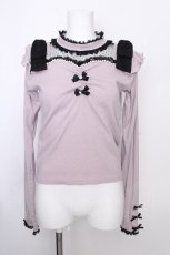 画像1: NOEMIE / キラキラリボンオープンショルダープチハイカットソー  ピンク S-26-10-04-030-LO-TO-HR-ZS (1)