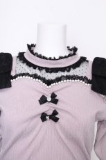 画像4: NOEMIE / キラキラリボンオープンショルダープチハイカットソー  ピンク S-26-10-04-030-LO-TO-HR-ZS (4)