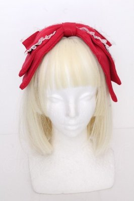 Preview of クロス刺繍リボンバレッタ  赤