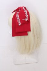 画像2: Jamieエーエヌケー / クロス刺繍リボンバレッタ  赤 S-26-10-04-009-LO-AC-HR-ZS (2)