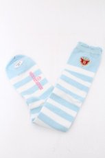 画像1: BABY,THE STARS SHINE BRIGHT / プリンセスドロップ刺繍ボーダーハイソックス  サックス S-26-10-06-001-BA-ZA-HR-ZS (1)