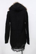 画像2: axes femme / ファー付フードロングカーディガン  黒 S-26-10-06-041-AX-TO-HR-ZS (2)