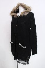 画像3: axes femme / ファー付フードロングカーディガン  黒 S-26-10-06-041-AX-TO-HR-ZS (3)