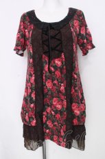 画像1: axes femme / レース衿付中花チュニック  チャ S-26-10-06-045-AX-TO-HR-ZS (1)