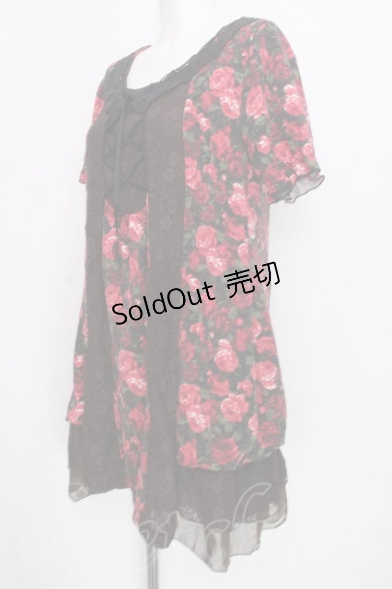 画像3: axes femme / レース衿付中花チュニック  チャ S-26-10-06-045-AX-TO-HR-ZS (3)