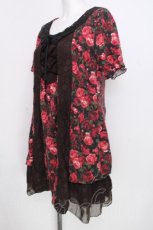 画像3: axes femme / レース衿付中花チュニック  チャ S-26-10-06-045-AX-TO-HR-ZS (3)
