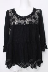 画像1: axes femme / お花レース付きAラインプルオーバー  黒 S-26-10-06-029-AX-TO-HR-ZS (1)