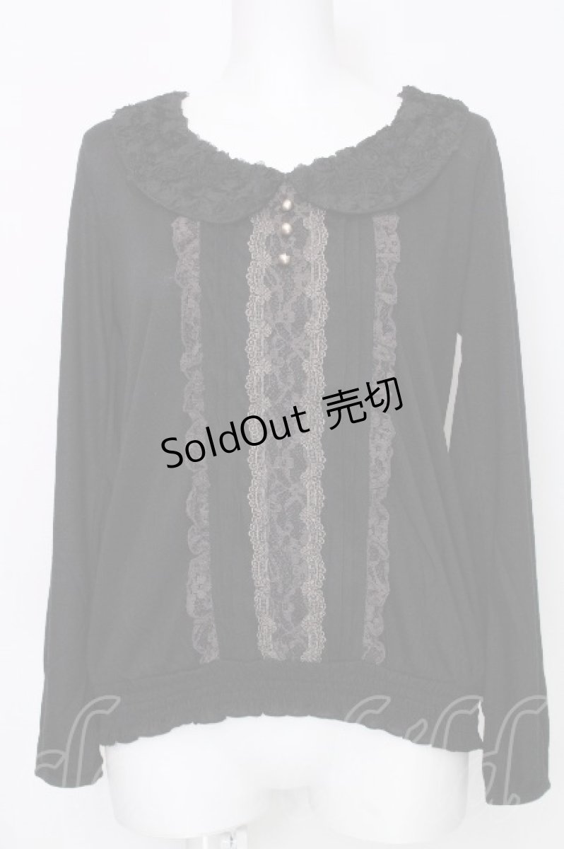 画像1: axes femme / バラ衿クラシックプルオーバー  黒 S-26-10-06-031-AX-TS-HR-ZS (1)