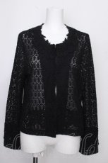 画像1: INGEBORG / 総レースカーディガン 11号 黒 S-26-10-07-029-LO-TO-HR-ZS (1)