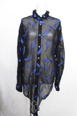 画像1: CIVARIZE / InLayフェザー総柄ドルマンシャツ 46 黒ｘ青 S-26-10-07-041-PU-BL-AS-ZS (1)