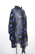 画像3: CIVARIZE / InLayフェザー総柄ドルマンシャツ 46 黒ｘ青 S-26-10-07-041-PU-BL-AS-ZS (3)