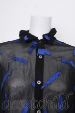 画像4: CIVARIZE / InLayフェザー総柄ドルマンシャツ 46 黒ｘ青 S-26-10-07-041-PU-BL-AS-ZS (4)