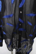画像5: CIVARIZE / InLayフェザー総柄ドルマンシャツ 46 黒ｘ青 S-26-10-07-041-PU-BL-AS-ZS (5)