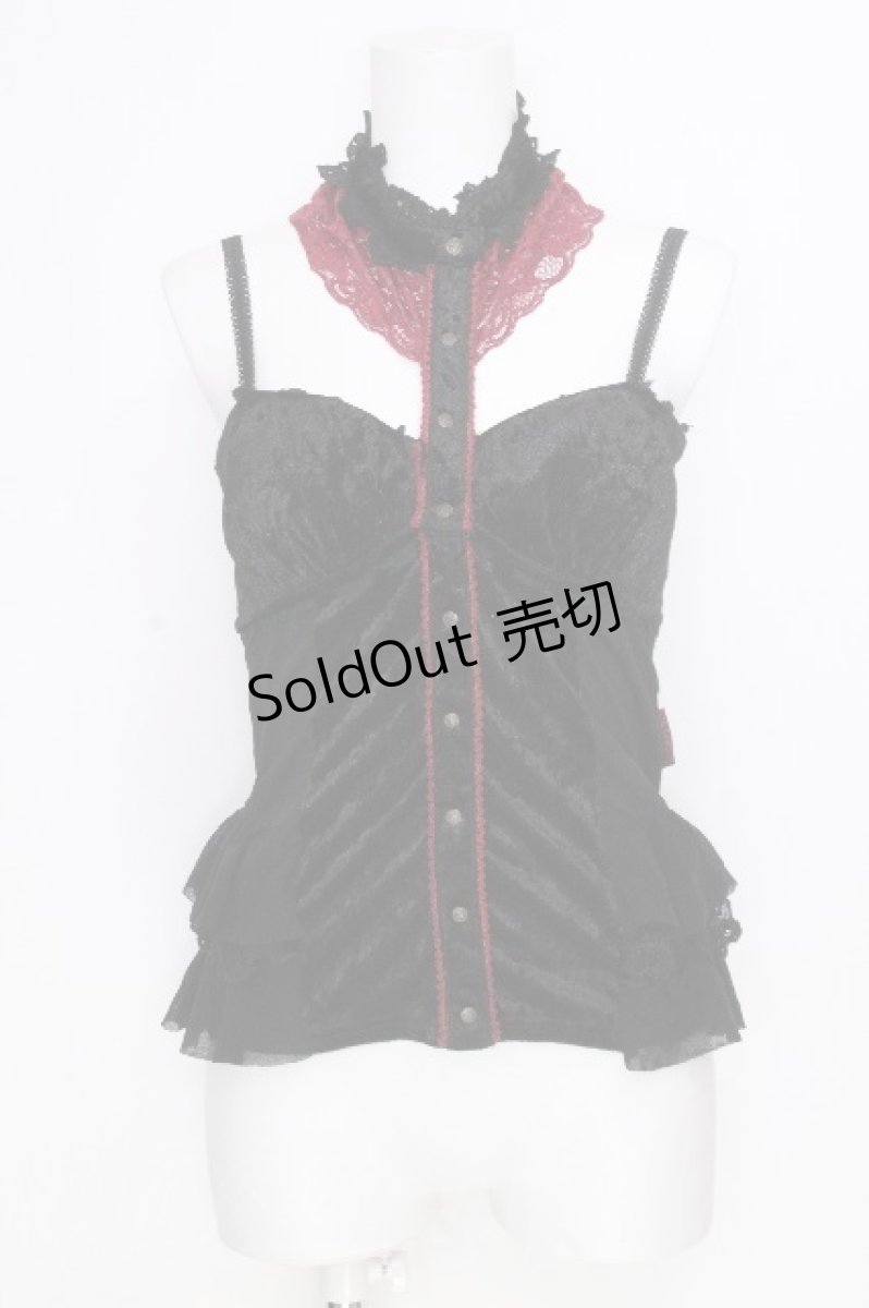 画像1: Ozz oneste / ベロアキャミソール  黒ｘワイン S-26-10-08-001-OO-TO-AS-ZS (1)