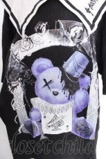 画像5: Amilige / セーラーカラー半袖プリントTシャツ  黒 S-26-10-08-027-PU-BL-HR-ZS (5)