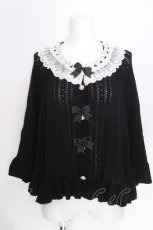 画像1: Amavel / ロマンティックレースすかし編みニットポンチョ  黒ｘ白 S-26-10-08-031-CA-JA-AS-ZS (1)