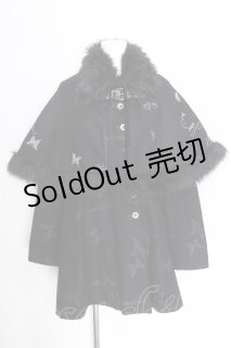 h.naoto Blood　ロングコート　薄手　ゴシック h.naoto Blood / ケープ付ウールロングコート 黒 S-26-10-08-041-HN-CO