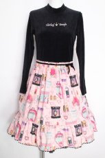 画像1: Shirley Temple / ベロア切替ワンピース  黒ｘピンク S-26-10-08-1041-ET-OP-AS-ZS (1)