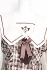 画像3: Amavel / Classical Confection チェックセーラーワンピース  ブラウン S-26-10-08-1046-CA-OP-HR-ZS (3)
