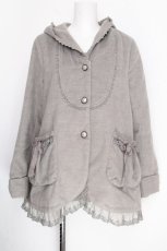 画像1: axes femme / フード付レースフードコート  グレー S-26-10-08-1025-AX-CO-HR-ZS (1)