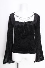 画像1: BPN / クロスチャーム付きベロアカットソー  黒 S-26-10-08-008-GO-TO-AS-ZS (1)